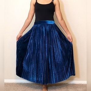 Long Velvet Skirt Dark Blue